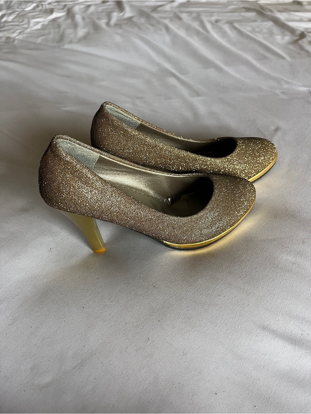 Gold Glitter High Heel Pumps Size 36